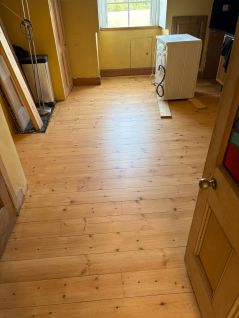 Finished pine floorboards restoration Annfield Flooring Services